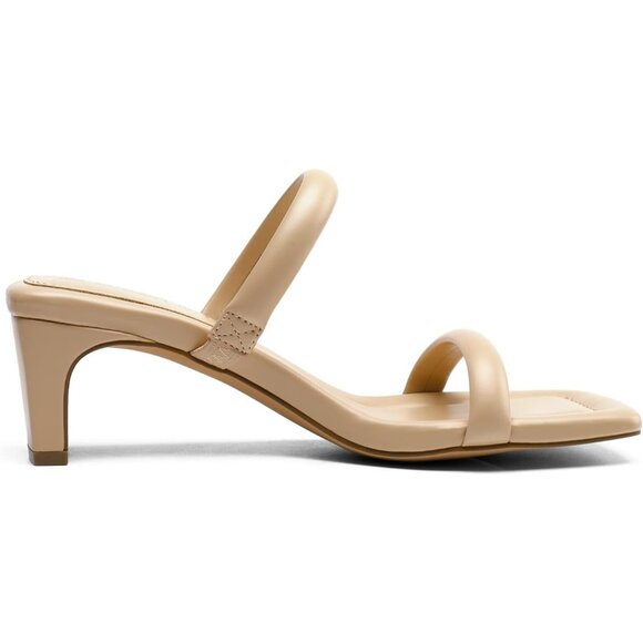 Dream Pairs Women's Nude Polyurethane (PU) Square Open Toe Low Block Heels - Picture 2 of 6